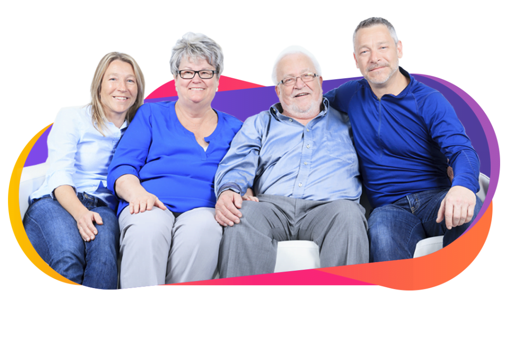 Happy family seating on a couch after a hoarder cleaning by New York Cleanup Service