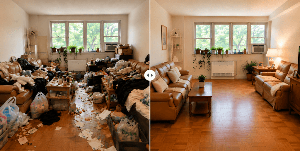 Before and after cleanup projects by New York Cleanup Service in NYC